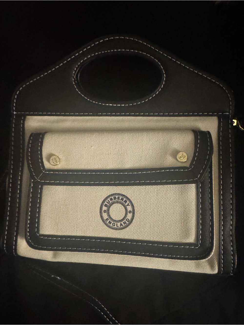 Burberry-Inspired Black and Cream Canvas Handbag